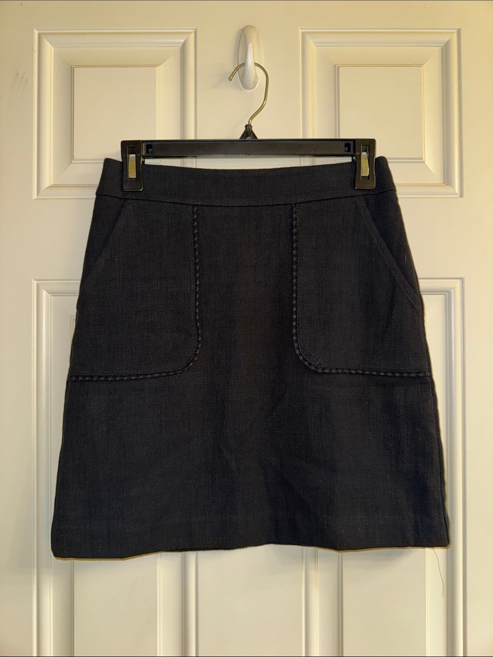 LOFT Black Mini Skirt with Front Patch Pockets
